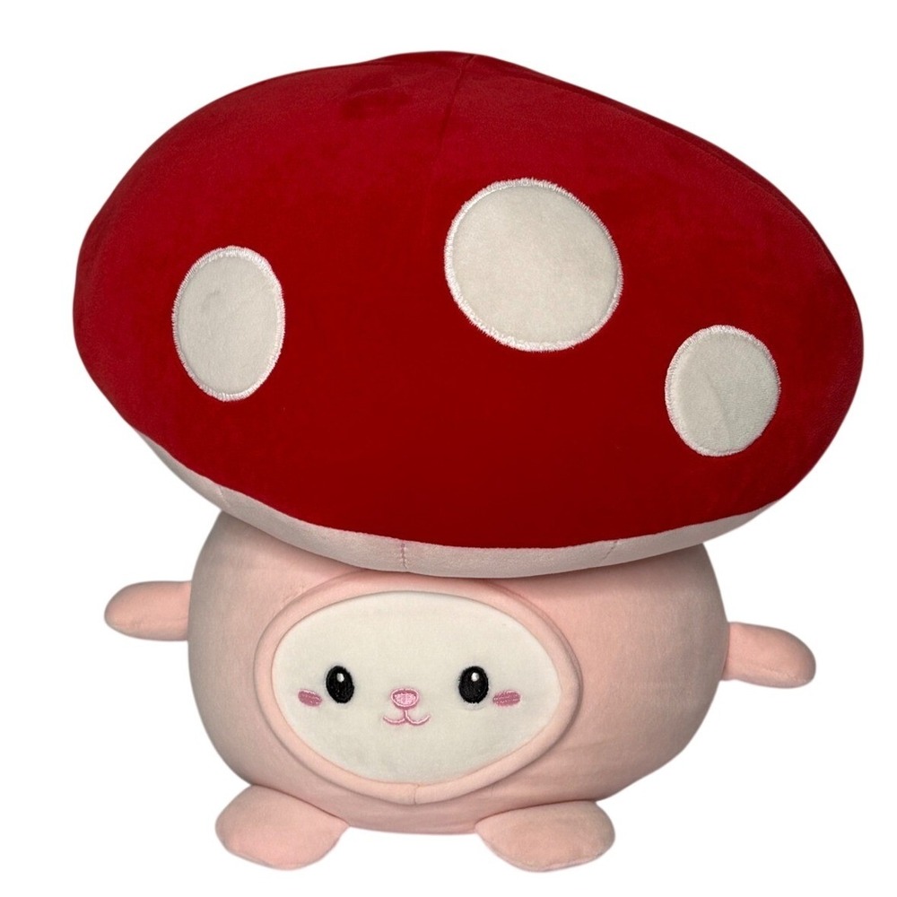 Linzy Toys Smoochy Pals Mushroom Plush Red Pink Squishy Stuffed Animal 12 inch